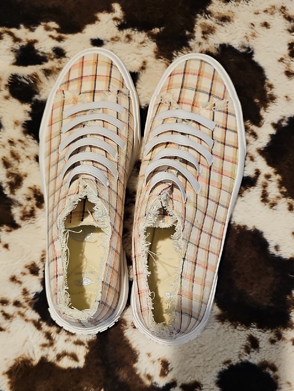 RocketDog Plaid Slip-On Sneakers - Beige Plaid